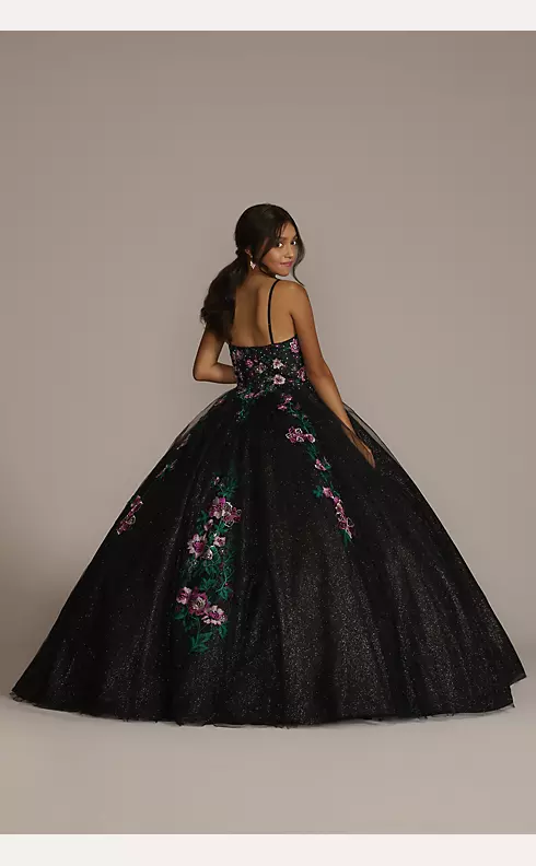 Multicolor Floral Quince Ball Gown with Capelet Image 3