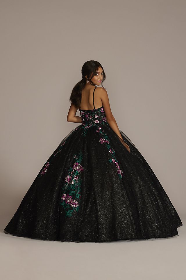 Multicolor Floral Quince Ball Gown with Capelet Image 3
