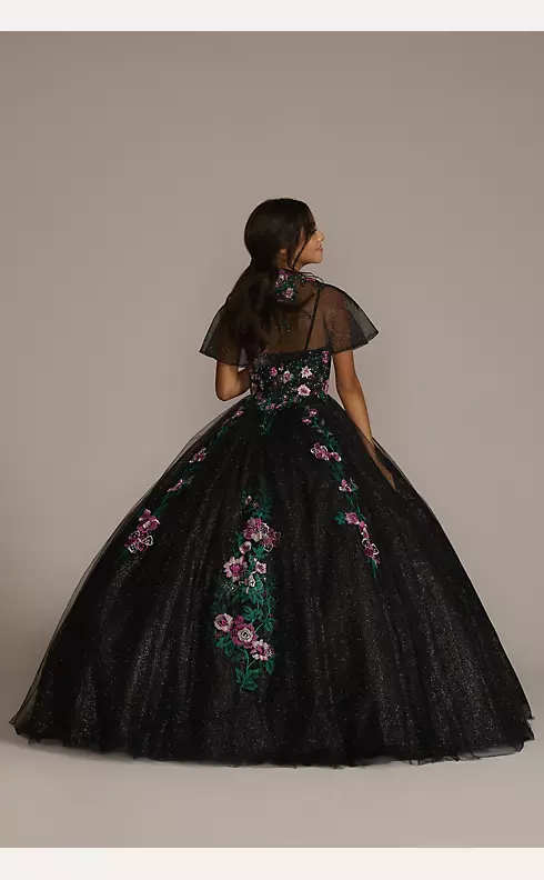 Multicolor Floral Quince Ball Gown with Capelet Image 4