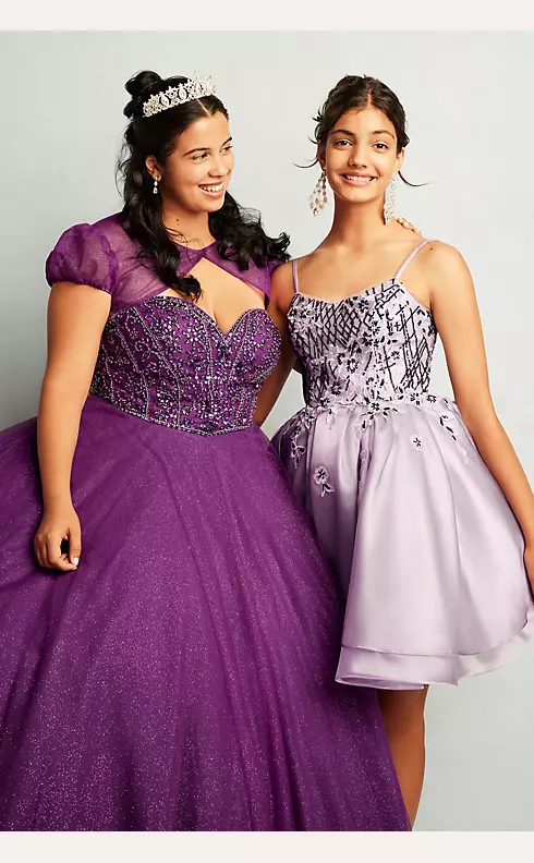 Beaded Bodice Ball Gown Quince Dress with Bolero Image 8