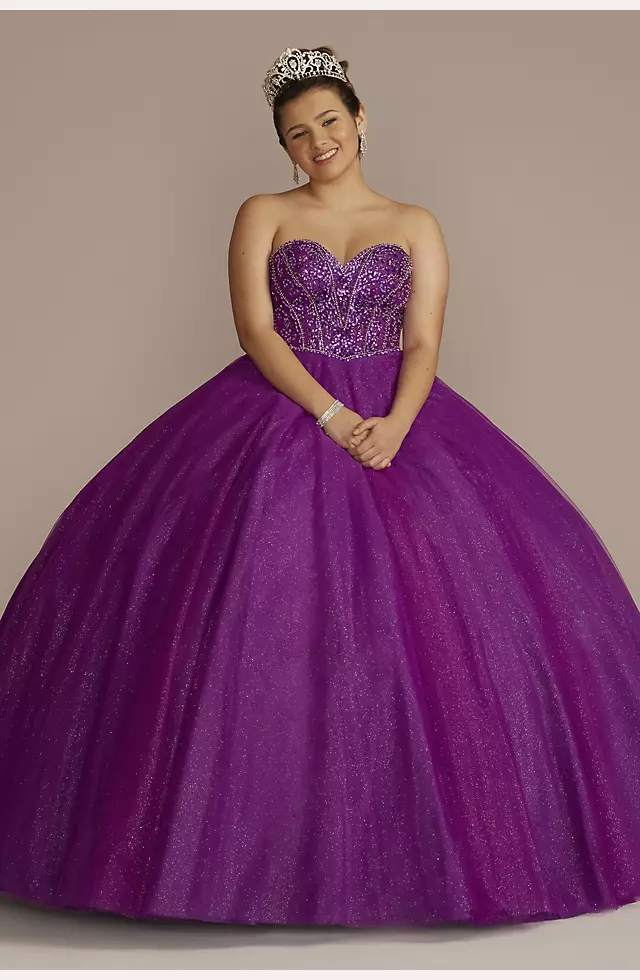 Beaded Bodice Ball Gown Quince Dress with Bolero Image