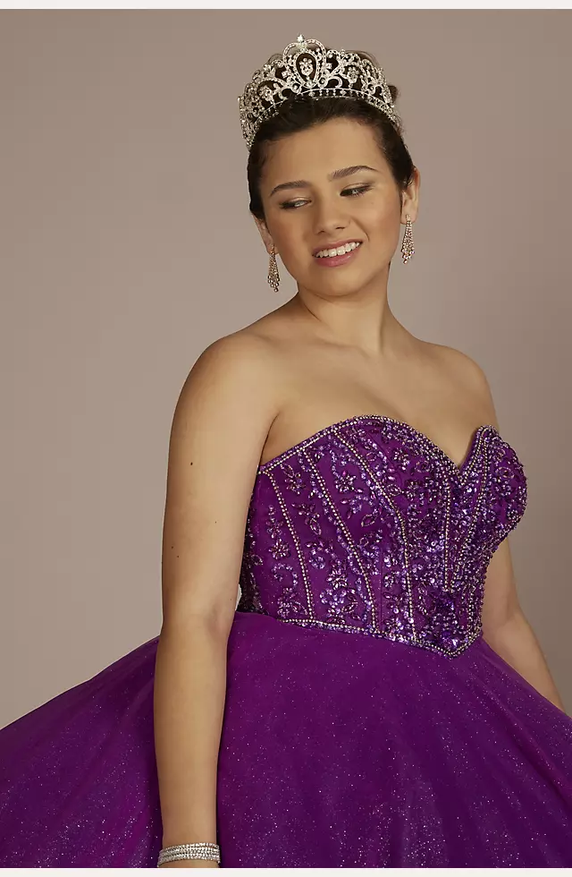 Beaded Bodice Ball Gown Quince Dress with Bolero Image 6