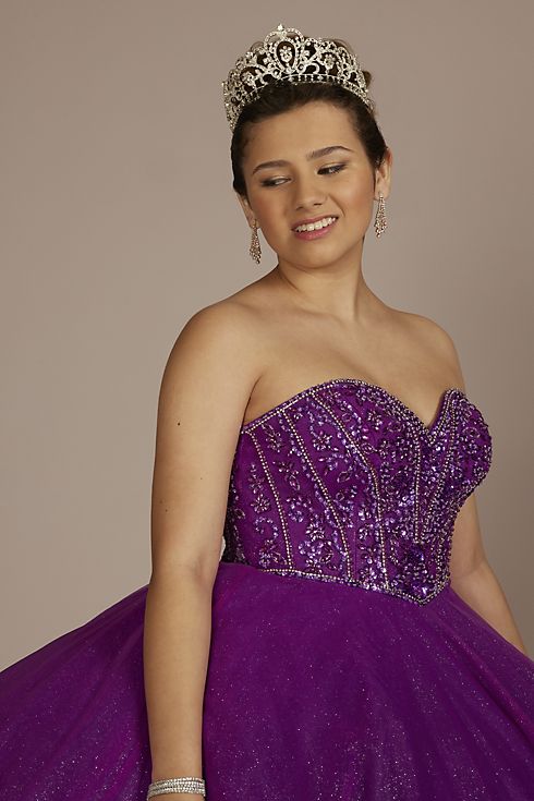 Beaded Bodice Ball Gown Quince Dress with Bolero Image 6