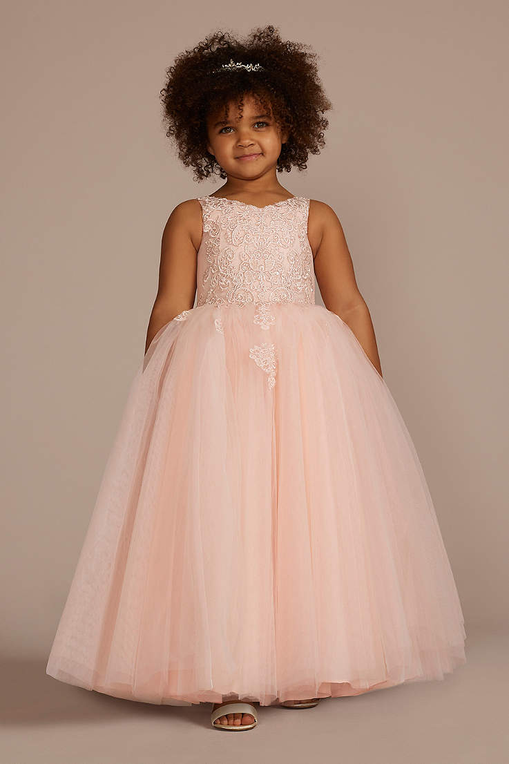 Infant & Toddler Girls White & Pink Roses Tea Length Formal Baby Dress 