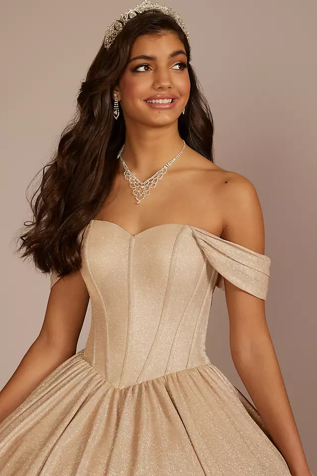 Glitter Knit Corset Quince Ball Gown Image 3