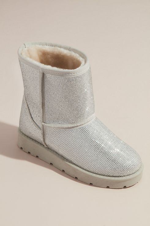 Sparkly Crystal Boots with Faux Fur Lining Image