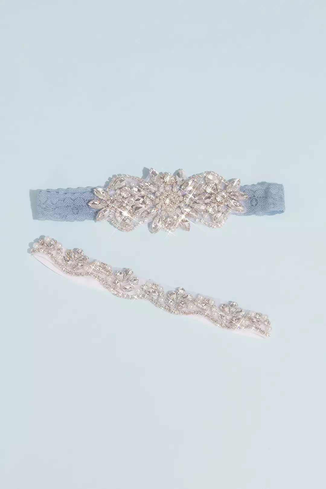 Pearl and Crystal Medallion Garter Set | David's Bridal