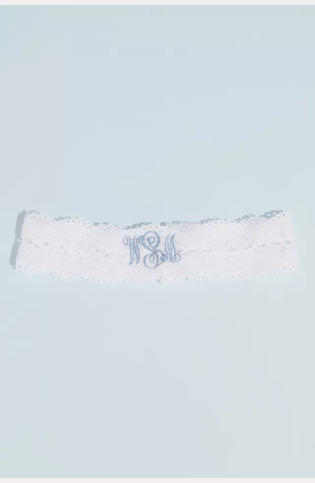 Embroidered Monogrammed Lace Garter Image 2