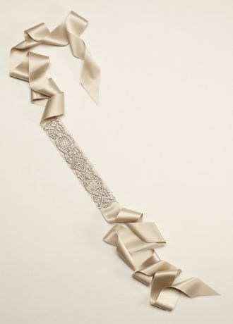 Beaded Front Self Tie Sash | David's Bridal
