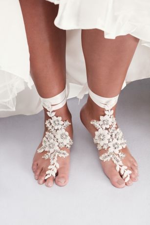 Crochet Lace Foot Jewelry with Beading - Davids Bridal