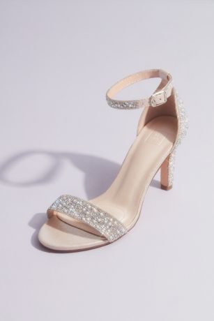 Pearl and Iridescent Crystal One Band Mid Heels David s Bridal