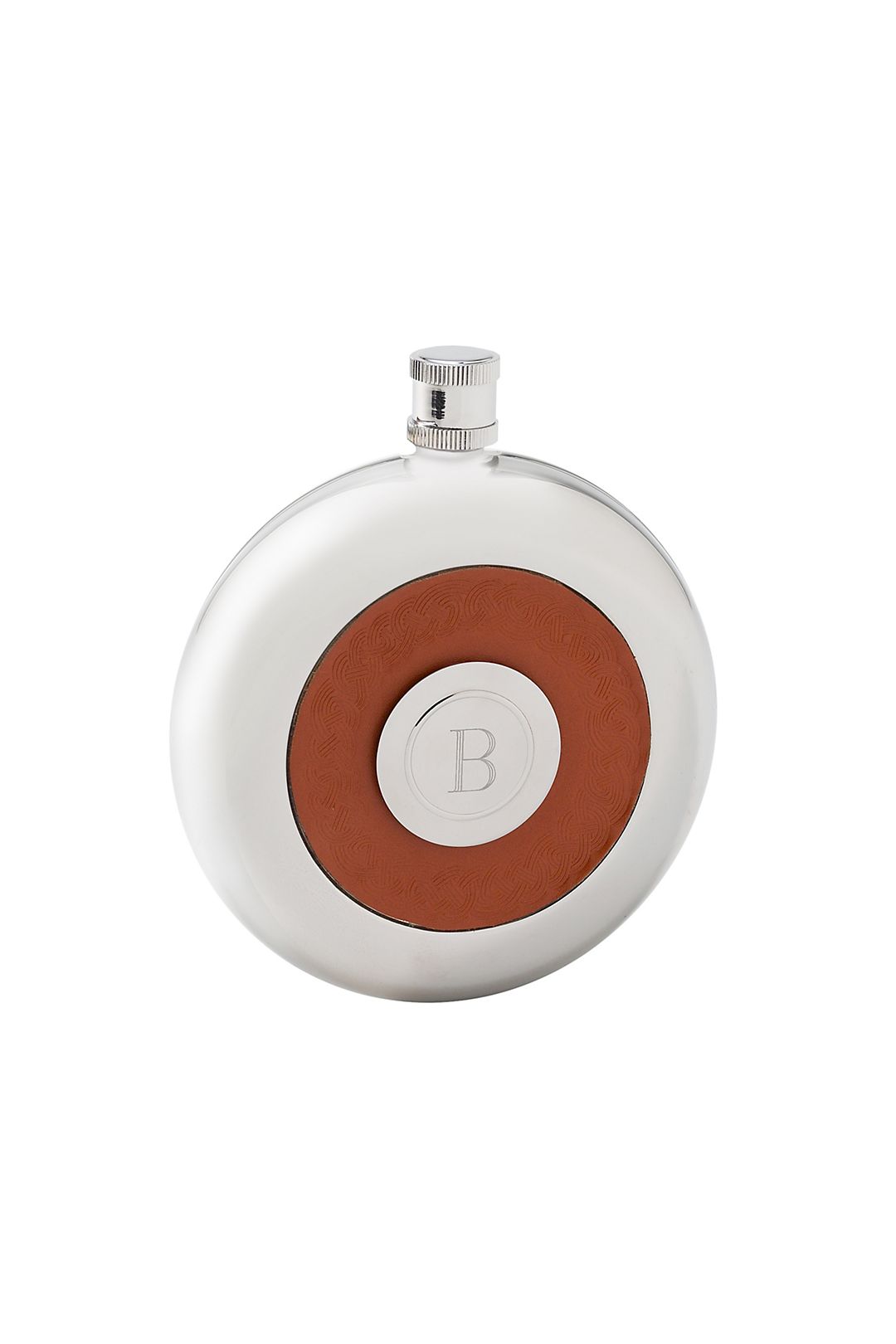 Personalized Oxford Round Leather Flask with Shot Image 1