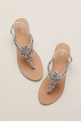 silver embellished flip flops