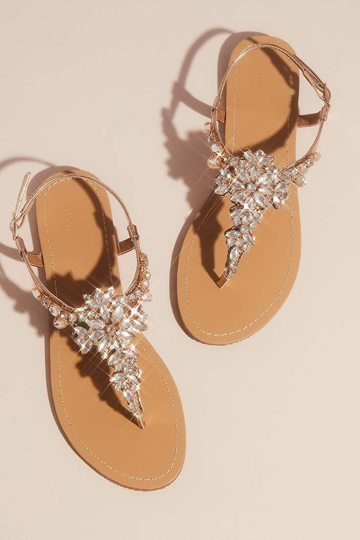 Hinyyrin Women's Rhinestone Sandals Gold Silver Gladiator Sandals Summer Flat Dress Sandals Beach Wedding Banquet