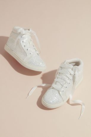 Blossom Ivory Sneakers and Casual (Glitter High Top Flower Girl Laced Sneaker)