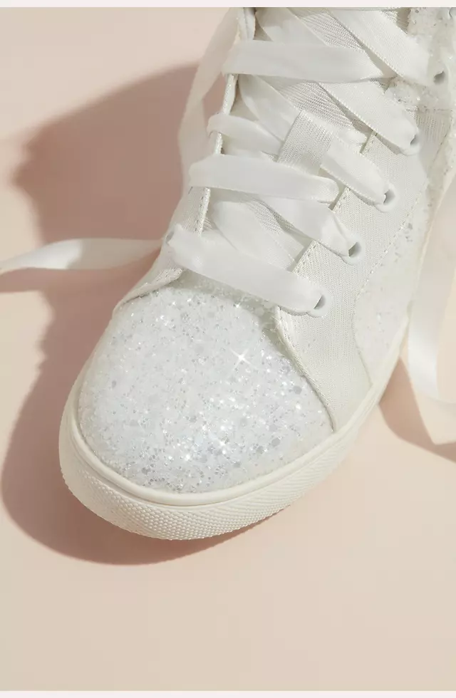 Glitter High Top Flower Girl Laced Sneaker | David's Bridal