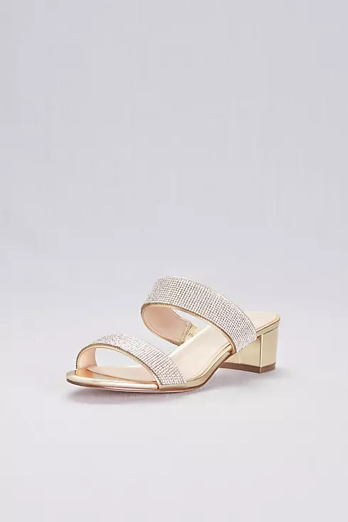 Metallic Heeled Sandals with Crystal Straps Image 1