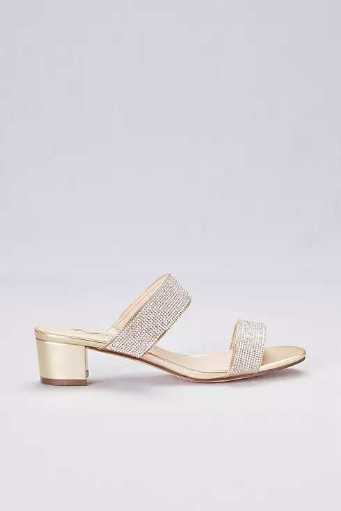 Metallic Heeled Sandals with Crystal Straps Image 3