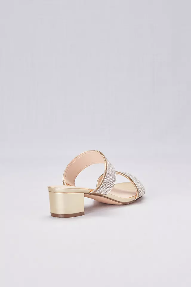 Metallic Heeled Sandals with Crystal Straps Image 2