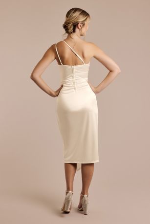 ワンピース THEREDTHREAD oneshoulder shirtknit dress THEREDTHREAD / ザレッドスレッド】S oneshoulder shirt knit dress