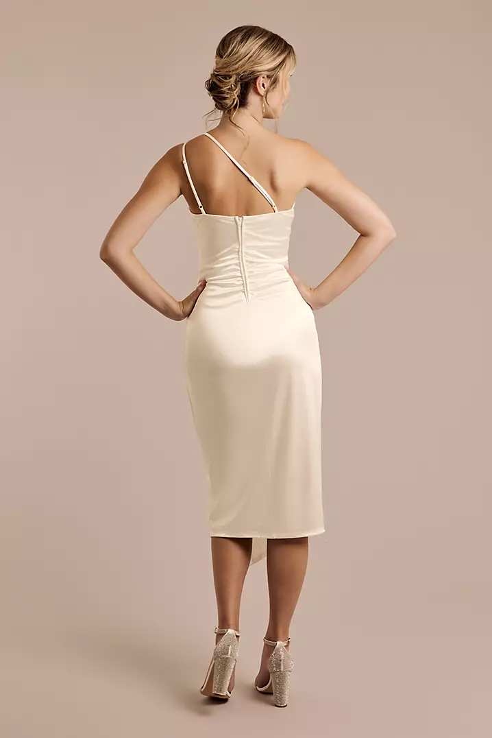 knee length dresses for ladies Nude Ruched Midi Dress With Gold Chain Straps AX Paris