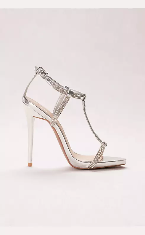 T-Strap High Heel Crystal Sandals Image 3