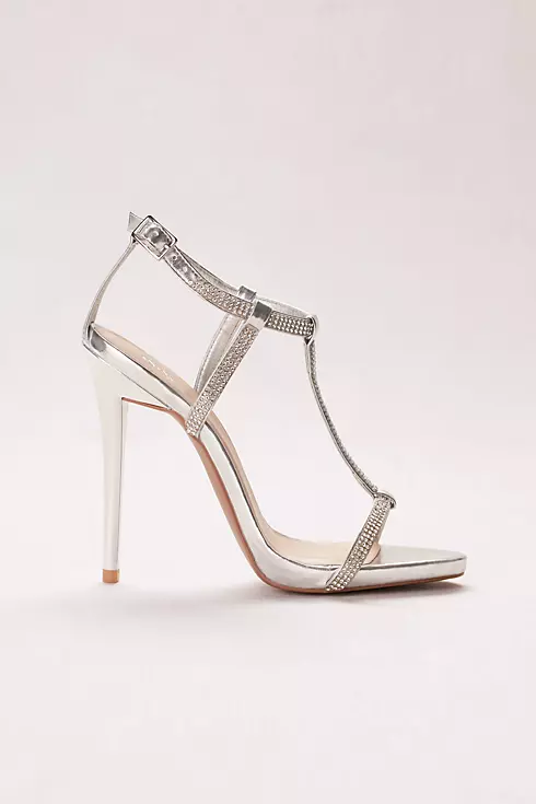 T-Strap High Heel Crystal Sandals Image 3