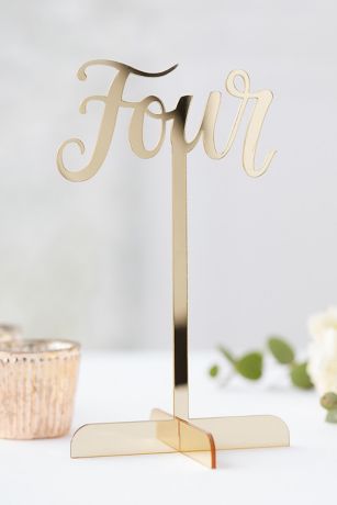 Golden Script Acrylic Table Numbers