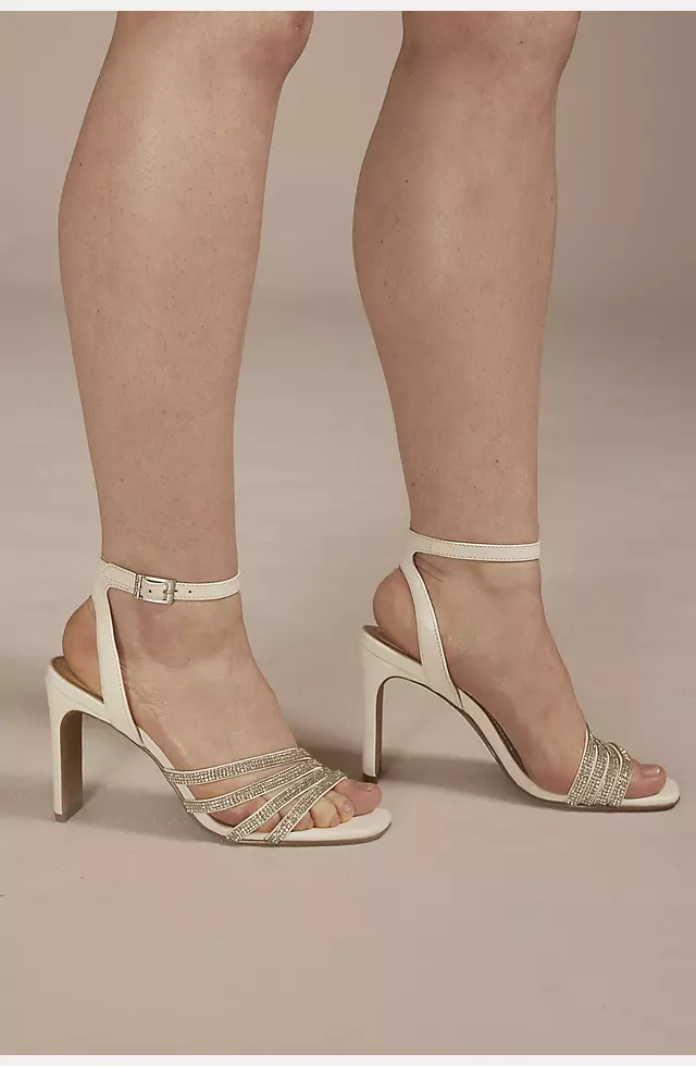 Asymmetrical Rhinestone Embellished Strappy Heels Image 5