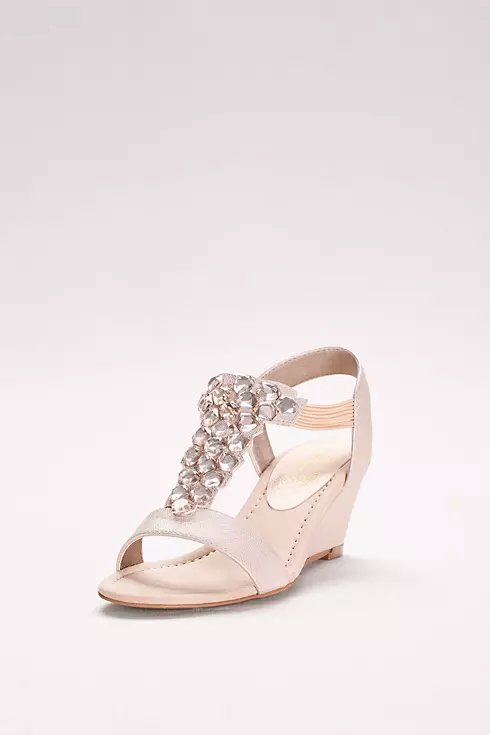 Jeweled T-Strap Wedges with Gems Image 1