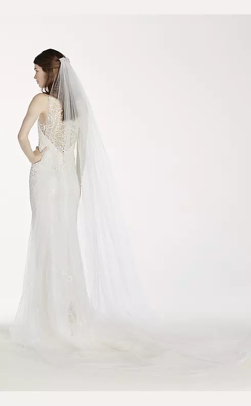 One Tier Cathedral Veil with Pearl Comb Image 2
