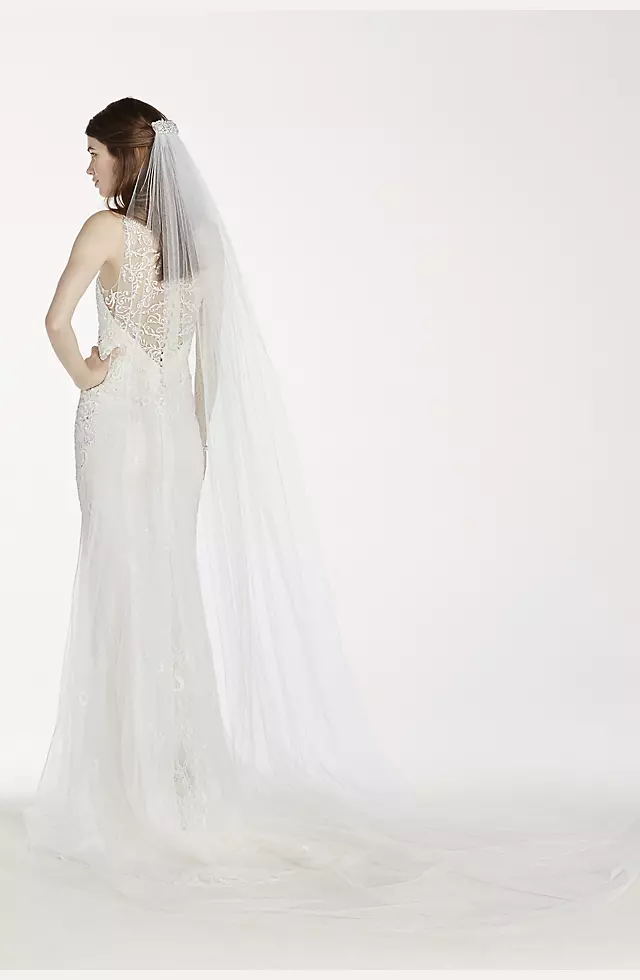 One Tier Cathedral Veil with Pearl Comb Image 2