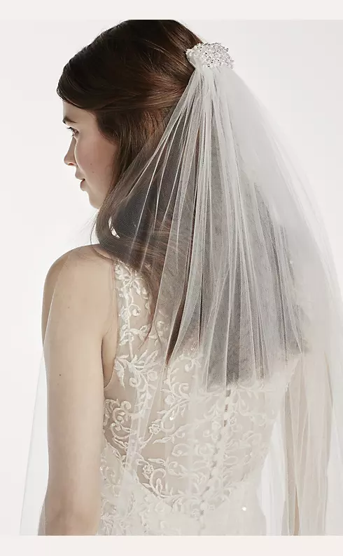 Pearl Bridal Veil with Comb One Layer Cathedral Wedding Veil