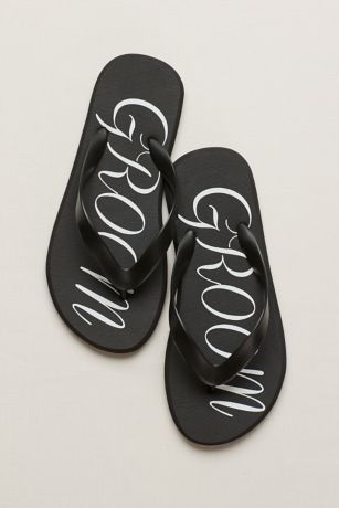 bride and groom flip flops personalized