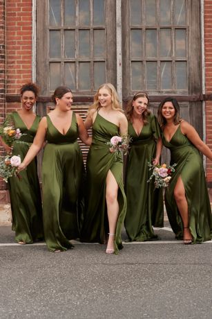 david's bridal sage green bridesmaids dresses Sage Green Plunge Neckline Adjustable Straps Mini Dress main image 0