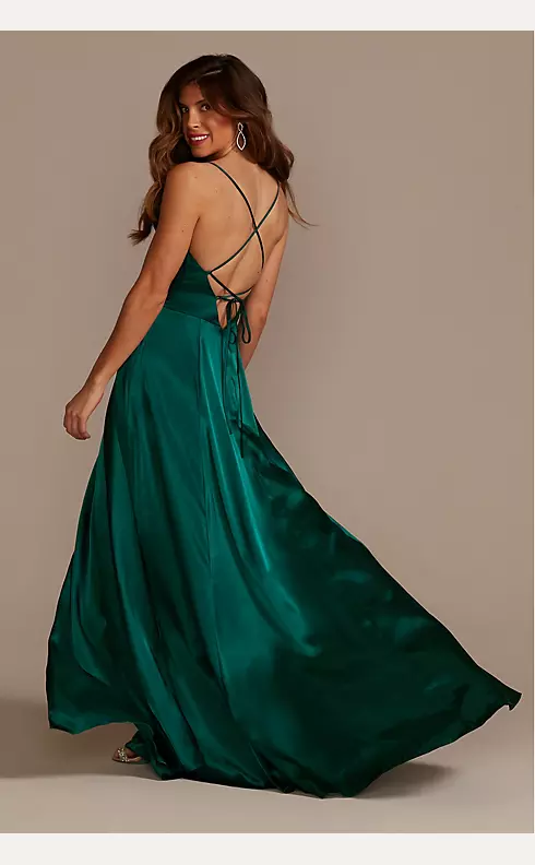 Charmeuse Cowl Bridesmaid Dress with Lace-Up Back