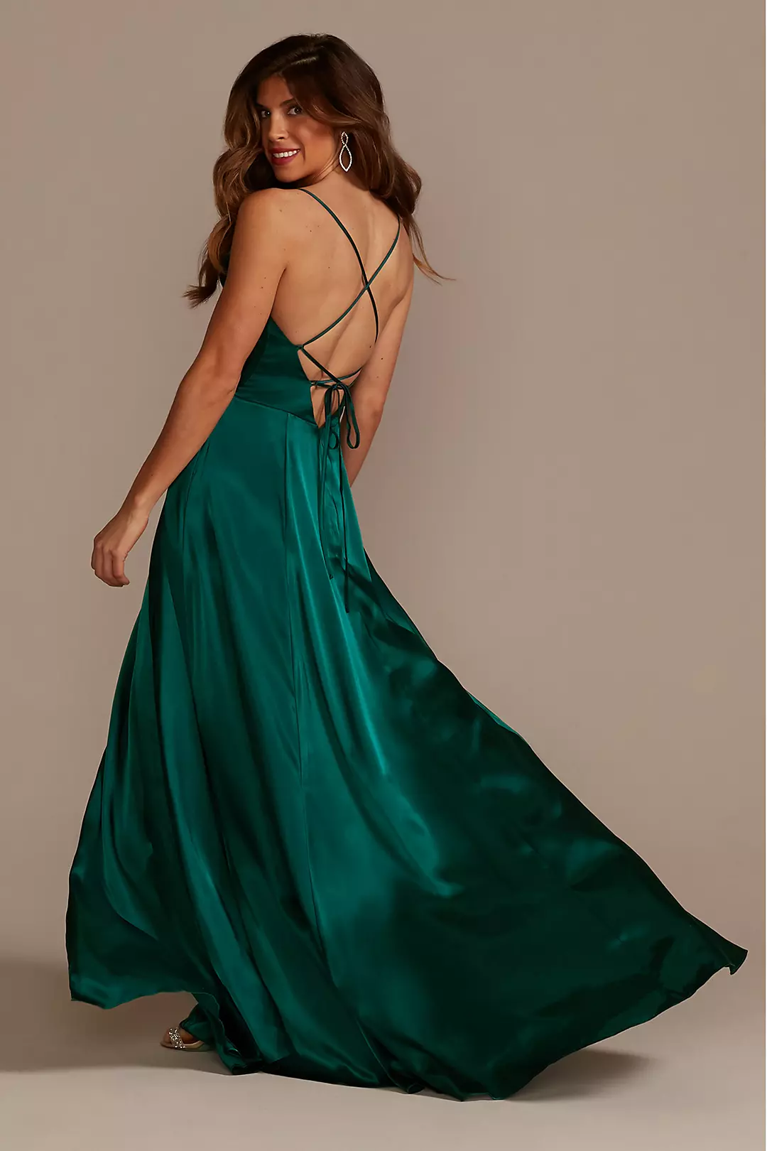Charmeuse Cowl Bridesmaid Dress with Lace-Up Back Image 2
