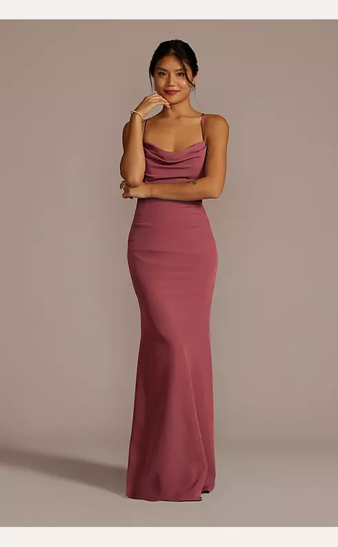 Stretch Crepe Cowl Neck Strappy Dress Image 1