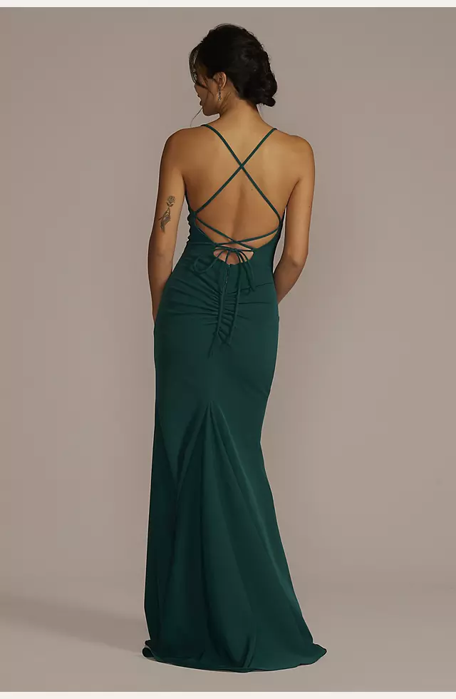 Stretch Crepe Cowl Neck Strappy Dress Image 2
