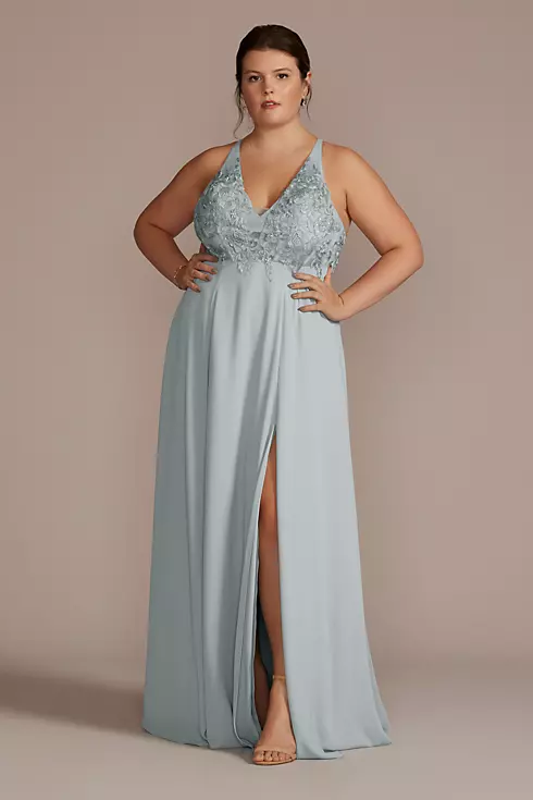 Halter Lace and Georgette Bridesmaid Dress Image 2