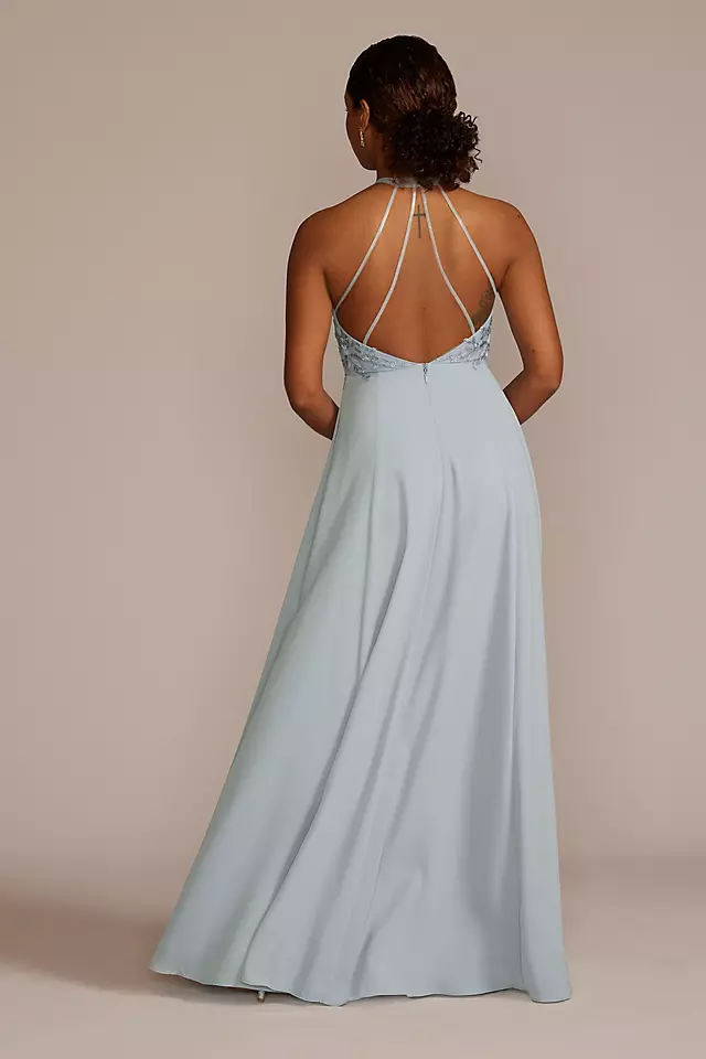 Halter Lace and Georgette Bridesmaid Dress Image 4