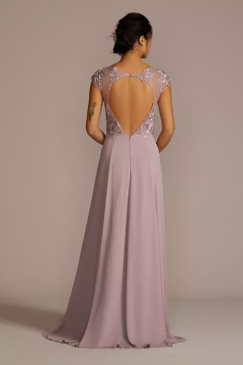 Cap Sleeve Lace and Georgette Bridesmaid Dress Image 2