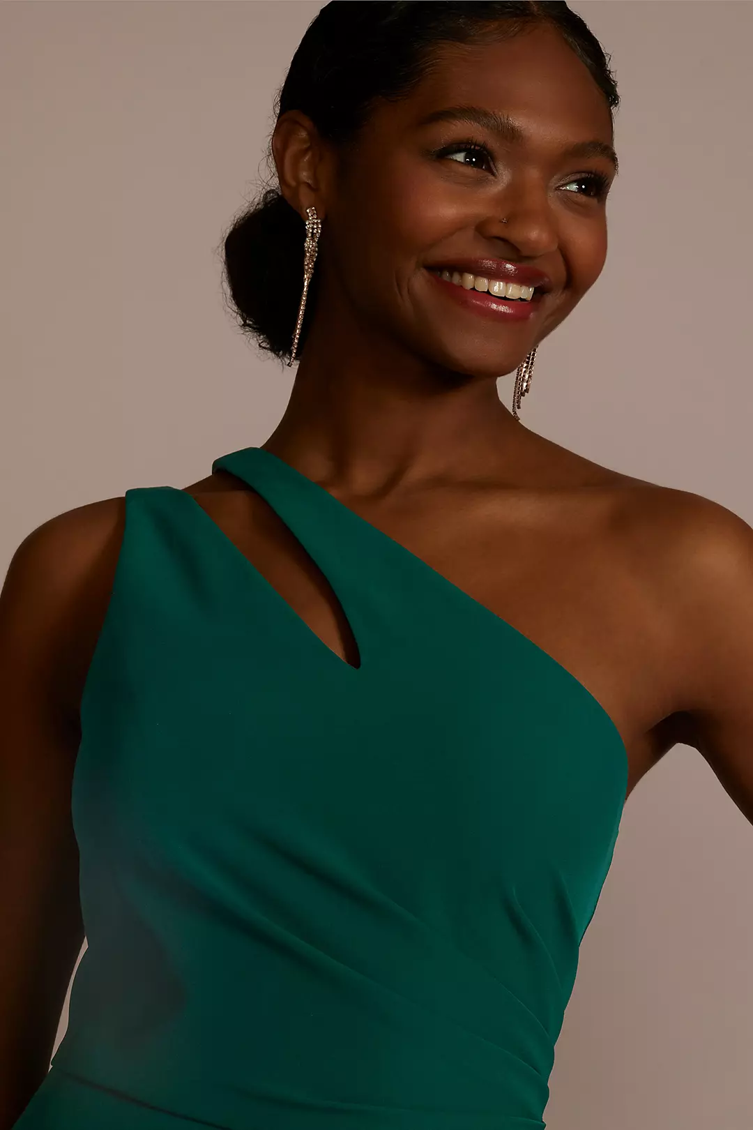 Stretch Crepe One-Shoulder Bridesmaid Dress | David's Bridal Stretch Crepe One-Shoulder Bridesmaid Dress | David's Bridal