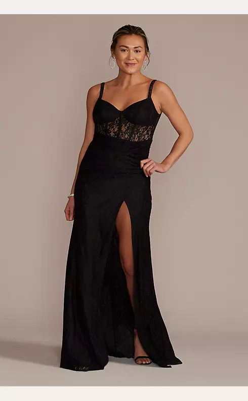 Tall Lace Corset Bodice Bridesmaid Dress with Slit