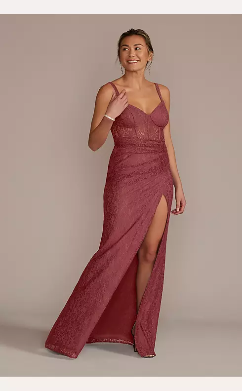 Lace Corset Bodice Dress with Slit Image 1
