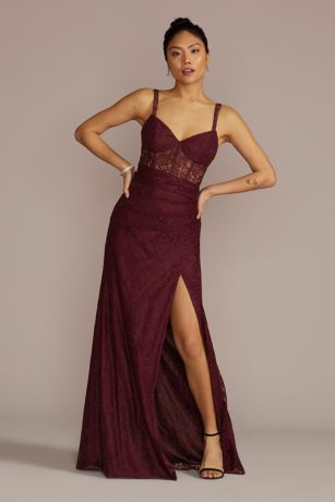 David's bridal maroon store dress