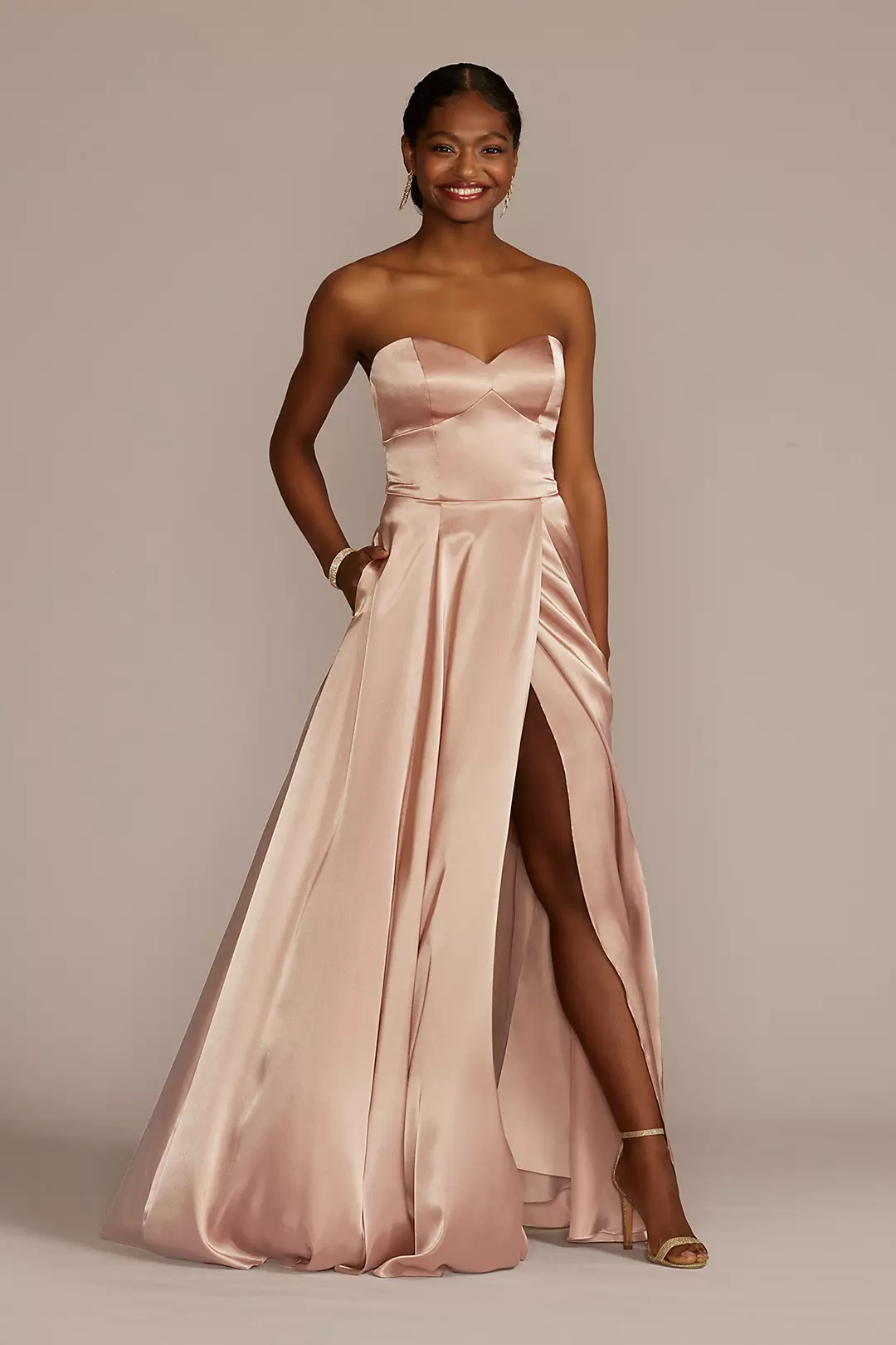 Charmeuse Strapless A-Line Bridesmaid Dress Image