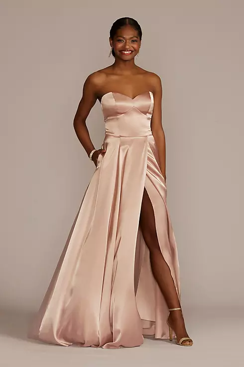 Charmeuse Strapless A-Line Bridesmaid Dress Image 1