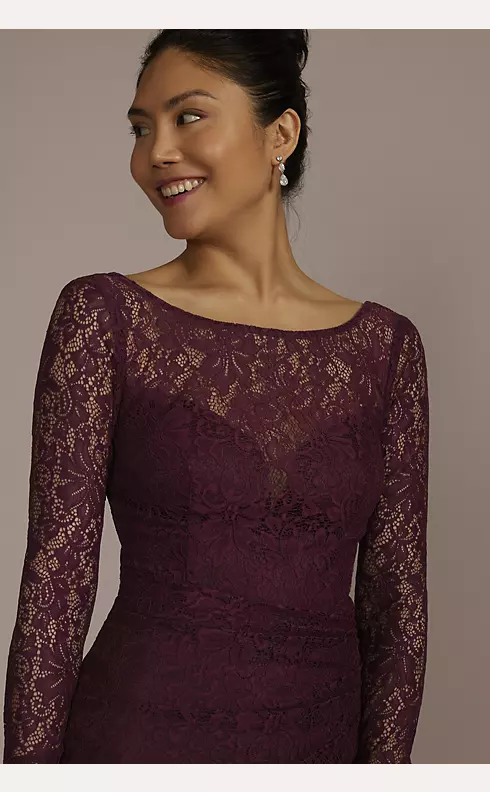 Tall Long-Sleeve Lace Bridesmaid Dress with Slit