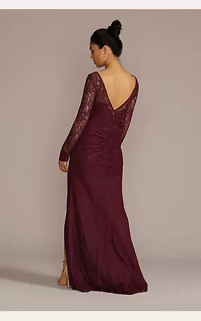 Long-Sleeve Lace Dress with Slit Image 3